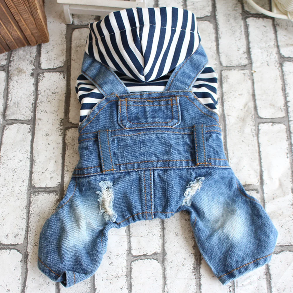 

1pc Pet Dog Clothes Puppy Suspenders Jumpsuit Denim Outfit Durable Comfortable Apparel for Spring Summer Daily Wear for Small