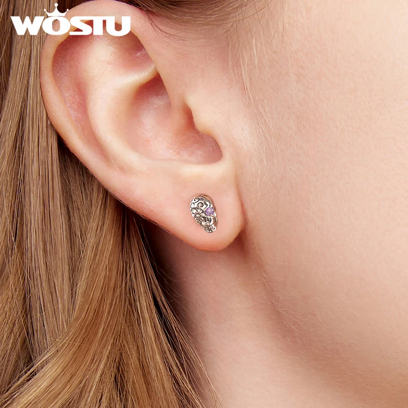 WOSTU 925 Sterling Silver Ghost Stud Earrings Skull/Spider/Crow /Hand Dark for Women Girl Halloween Party Fine Jewelry Gift view 3