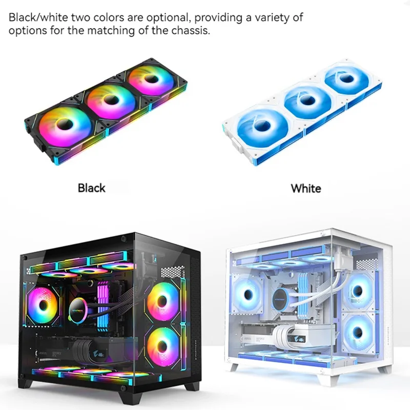 Teucer JM-1 Pc Case Ventilator 120Mm Argb Spiegel Cyclus Lichteffect Koelventilator 4pin Pwm Lage Ruis Chassis Waterkoeling Ventilator