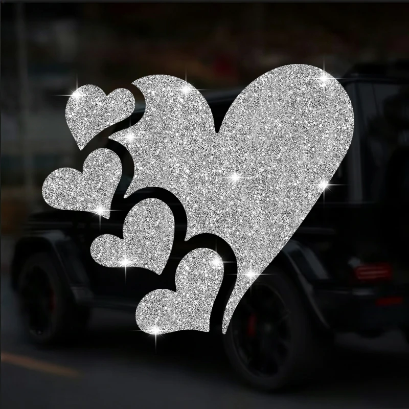 Love Heart Decal, Romantic Sticker, Cute Heart Decor, Sparkling Glitter Decals, Wall Sticker, Doors Sticker, Car Sticker