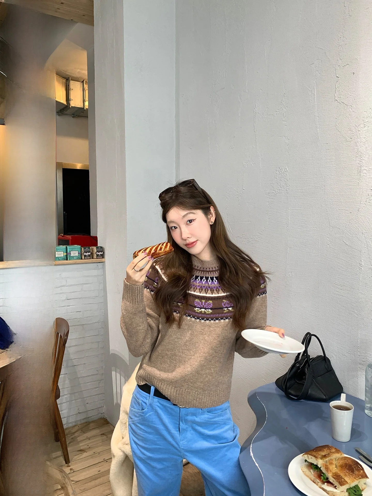 

Женский вязаный свитер Ranwear Cisas Night из 100% шерсти, с узором Фэр-айл, круглым вырезом, пуловер, мягкий, теплый, повседневный