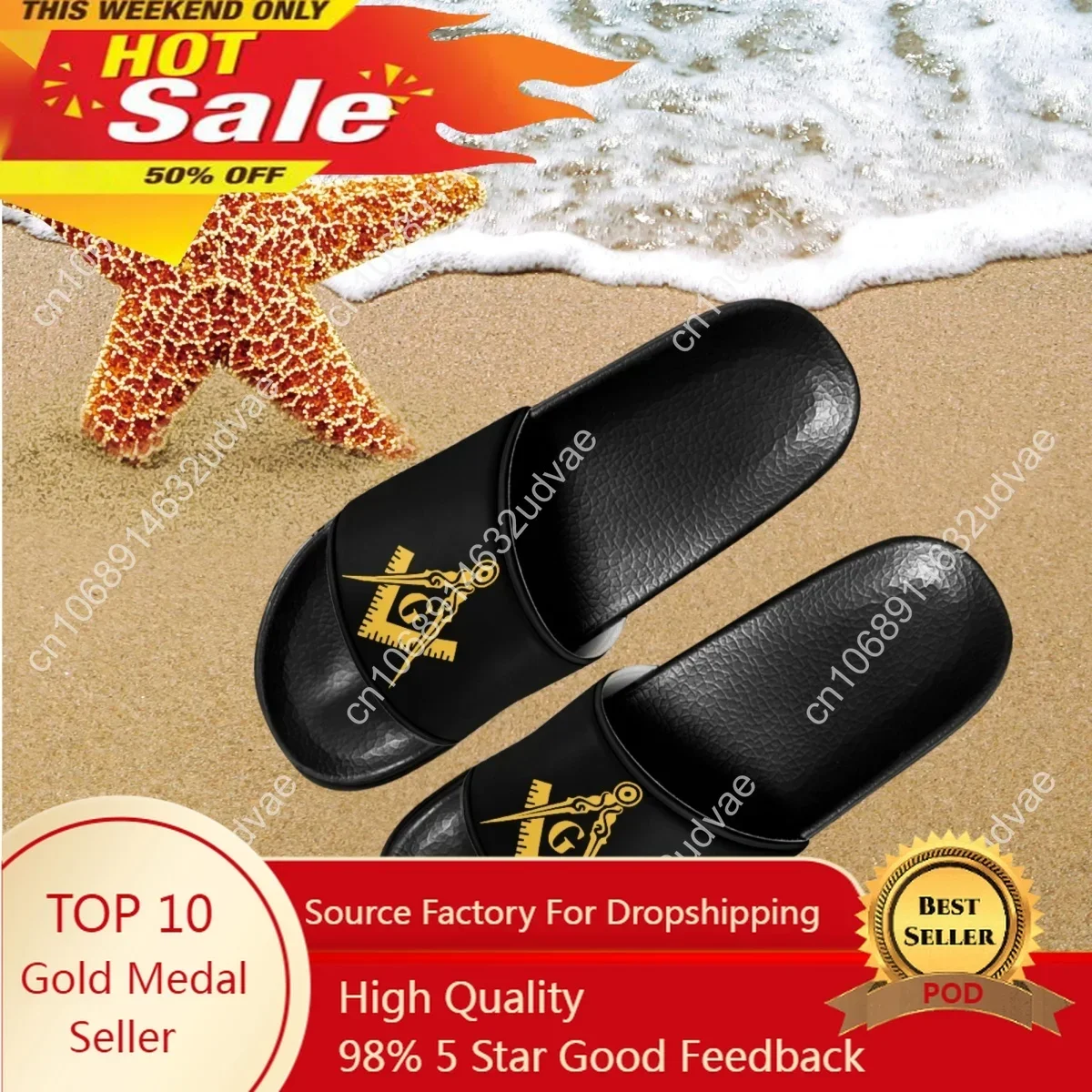 

Freemasonry Desgin Print Ladies Slippers Casual Lightweight Pool Slides For Summer Comfortable Wear-Resistant Women Shoes Тапки