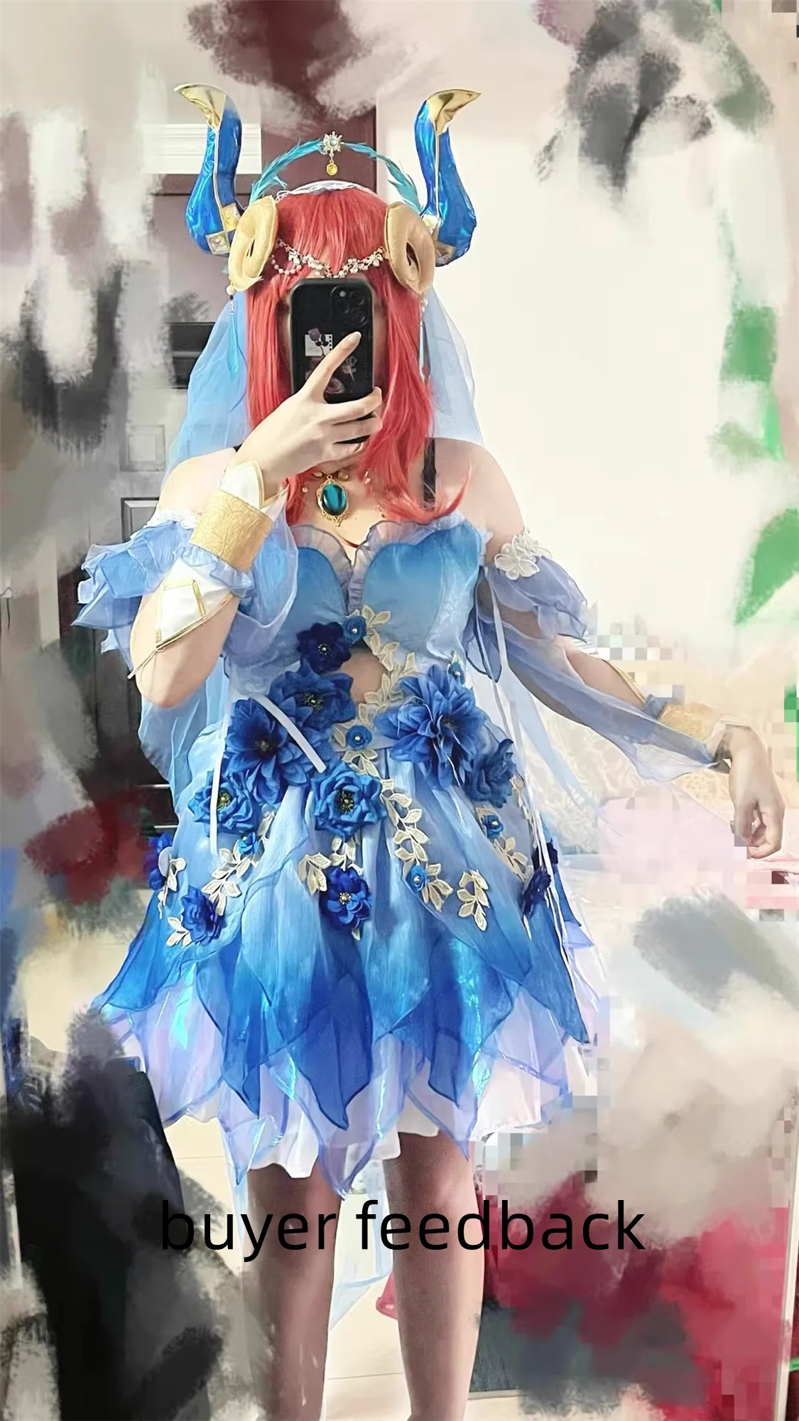 재고 Irelia H Nilou 원신 임팩트 Nilou 코스프레 코스튬, 여성 발레 드레스, 선풍기 아트