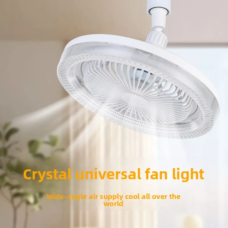 

E27 Screw Universal Crystal Fan Chandelier Integrated Intelligent Remote Control Crystal Lamp Home Bedroom Kitchen