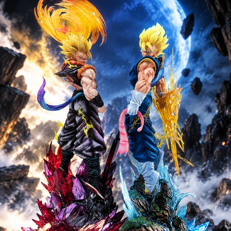 40/45cm JT Statue Dragon Ball Dual Kings Vegito & Gogeta Anime GK Figures 3 Heads Replace Super Saiyan Model Ornament Toy Gifts
