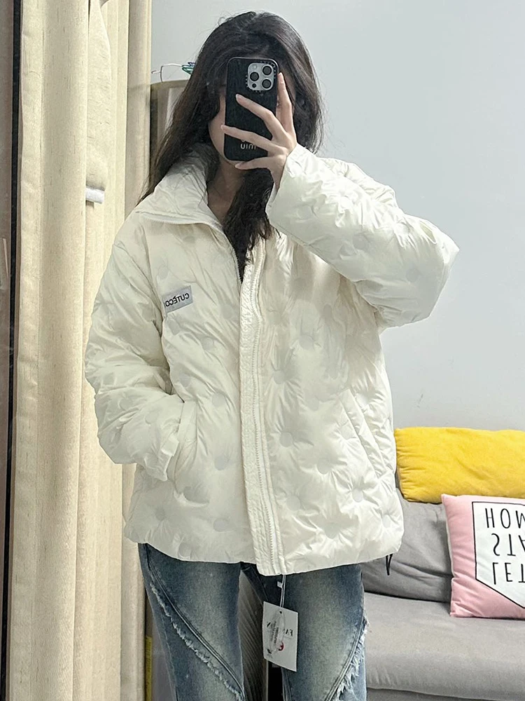 

Куртка-пуховик женская KING BRAND осенне-зимняя, утепленная, 90% пух, свободный крой, воротник-стойка, уличный стиль, стандартная длина, полиэстер