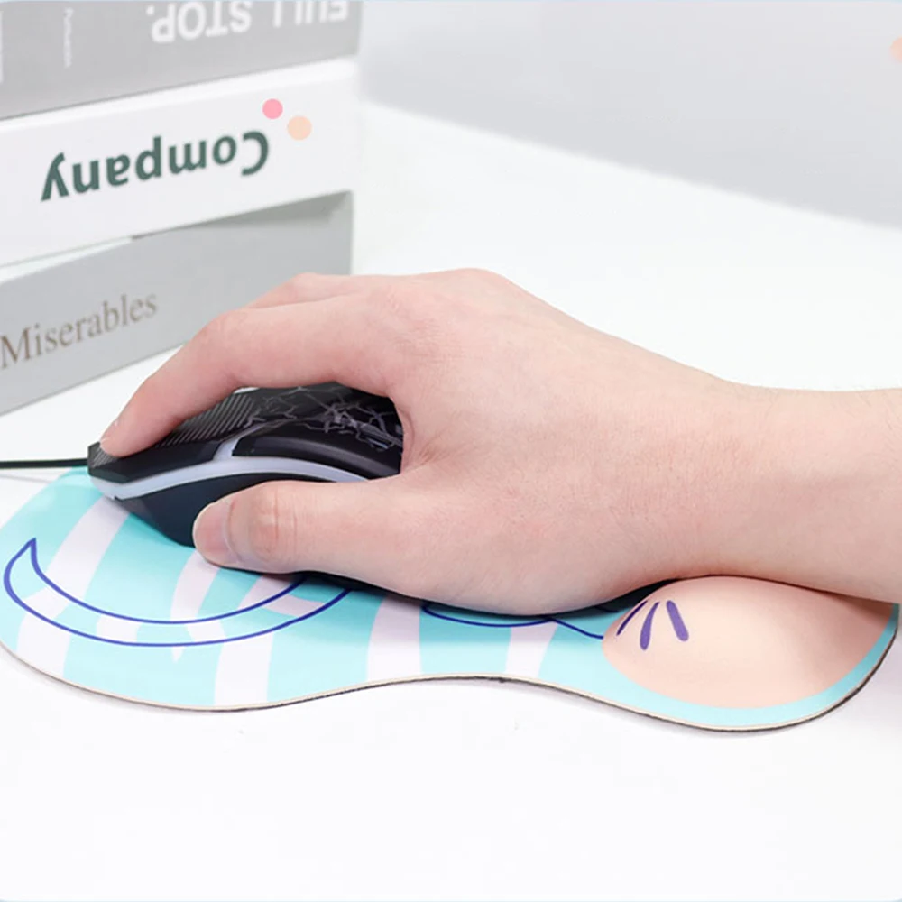 Tapis de souris ergonomique avec support de poignet pour ordinateur, base en caoutchouc coordonnante, vache, 1PC