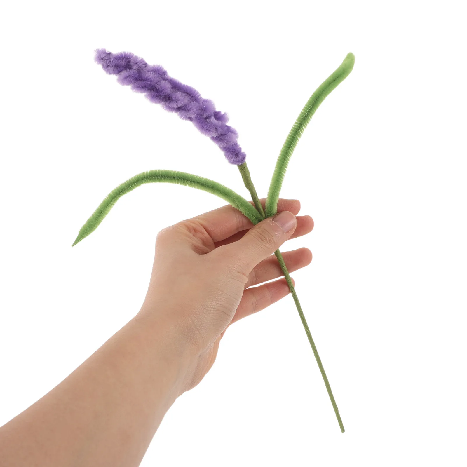 10Pcs Lavender Faux Flower Stems Purple Pipe Cleaner Craft Artificial Simulation Lavender Branches Wedding Party Centerpiece
