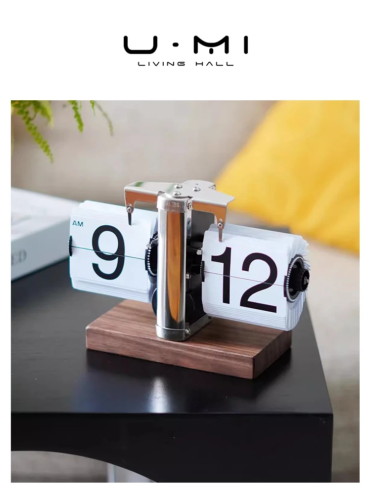 

U Mi LIVING · Walking | Clock Modern Solid Wood Retro Creative Automatic Flipping Mechanical Desktop Ornament