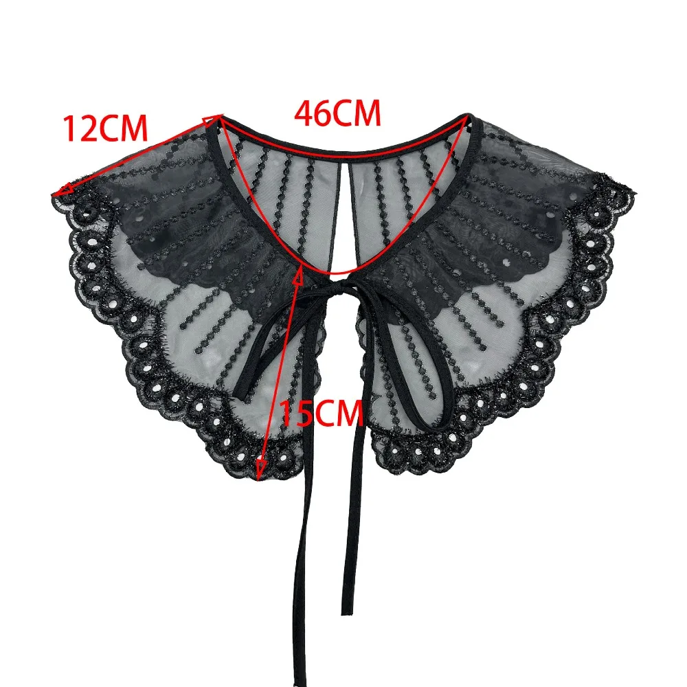 New Women\'s Lace Collar New Organza Embroidery Lace Up Shawl Detachable Shirt Fake Collar Collar Insignia