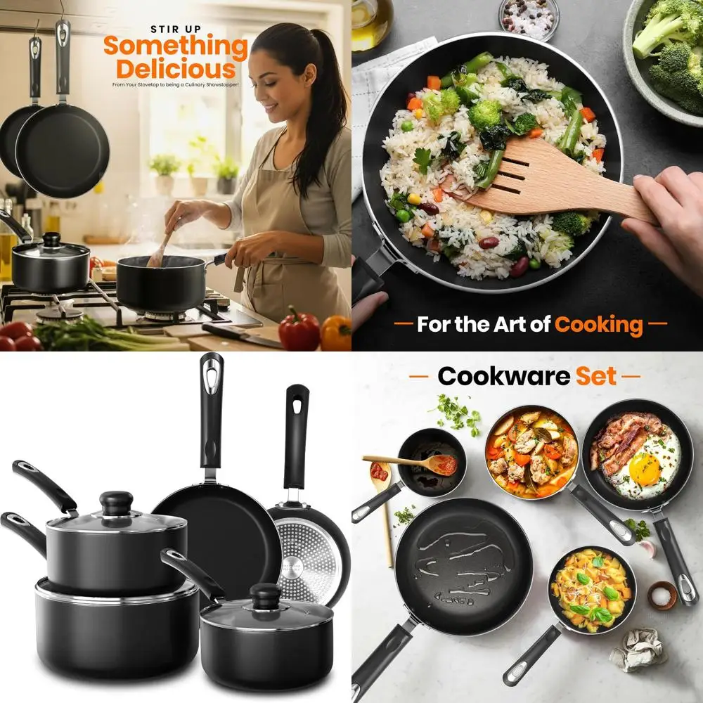 

Набор посуды из 8 предметов, антипригарный кухонный набор для приготовления пищи, индукционные сковороды 20 см, 28 см, сотейник с крышками 20 см, 18 см, не для индукционных плит
