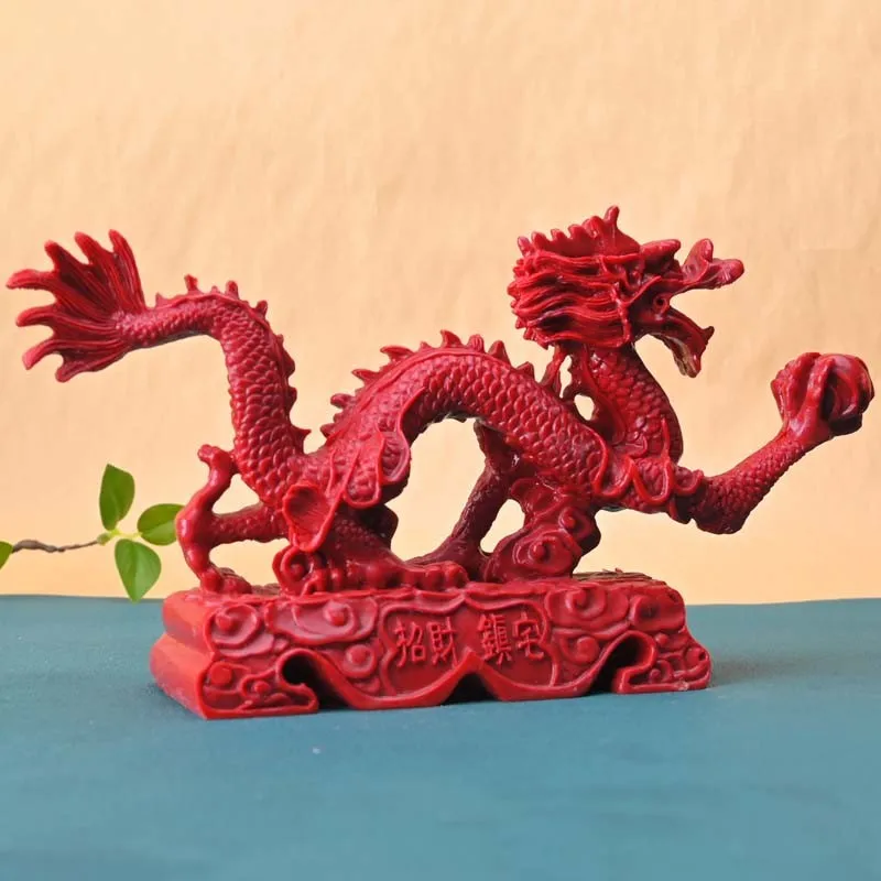Resin animal zodiac blue dragon imitation copper classical Chinese style home decoration imitation mahogany doll pieces feng shu