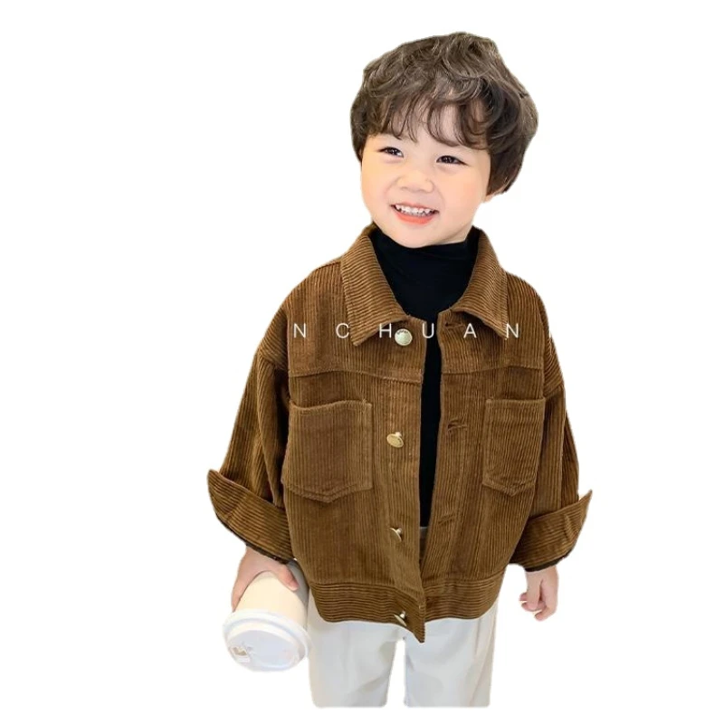 1-7yrs Kid Boys Toddler Coat Spring New Korean Version Baby Boy Corduroy Casual Fall Jacket for Children Girls Shirt Jackets