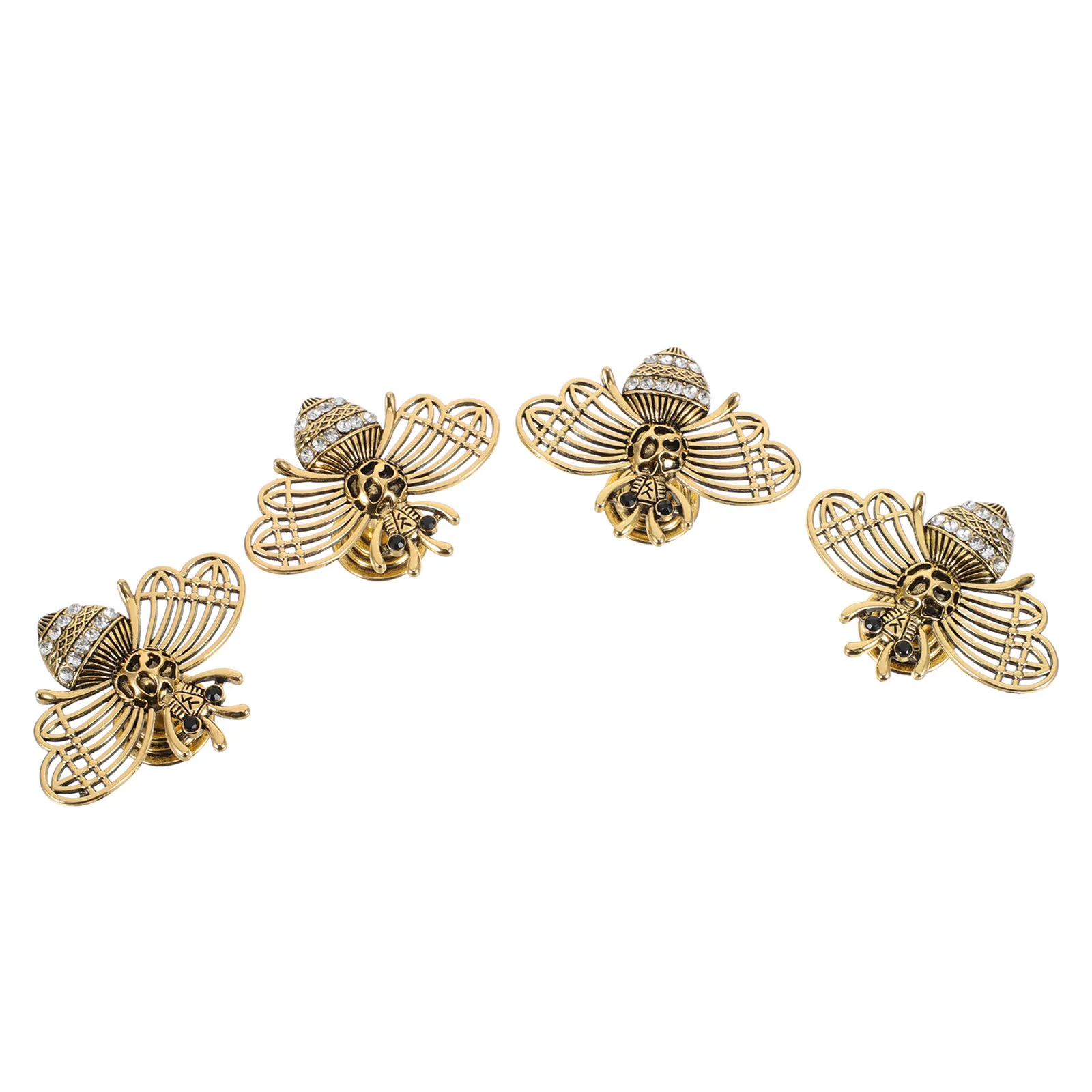 4Pcs Cute Bee Shape Cabinet Knobs Vintage Metal Drawer Pulls for Dresser Kitchen Wardrobe Cupboard Decorative Retro Hardware