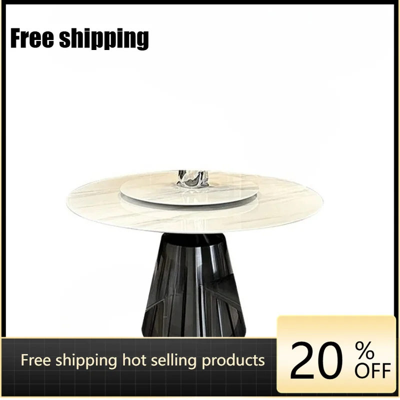 YJ pure natural jazz white marble round dining table Italian simple modern design luxury stone round table