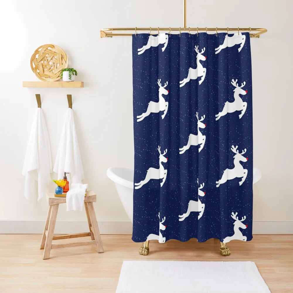 

Rudolph The Red-Nosed Reindeer Enjoying The Twilight Night Shower Curtain Shower Waterproof Funny Shower Curtain