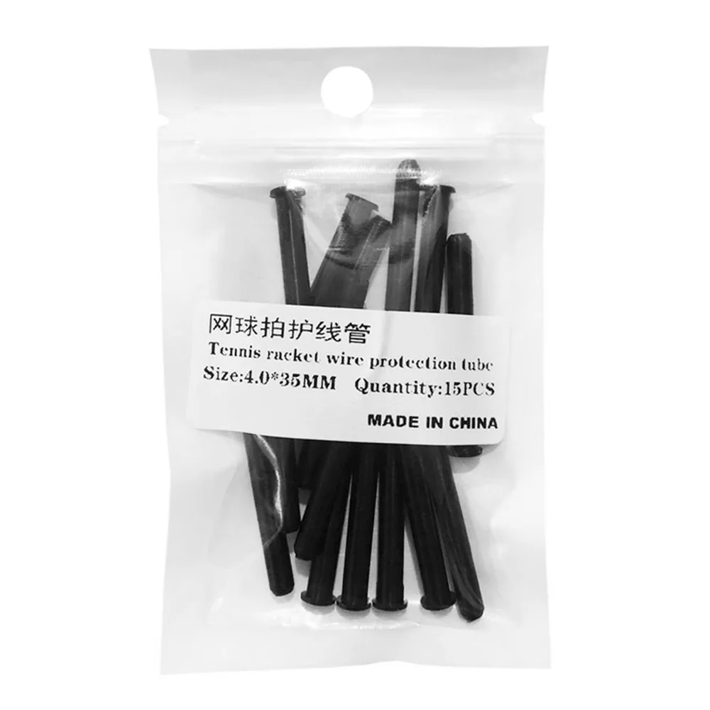 15pcs Double-hole Tennis Racquet Grommets Black Universal Tennis Racket Grommets Replacement Parts Tennis Eyelets Protector