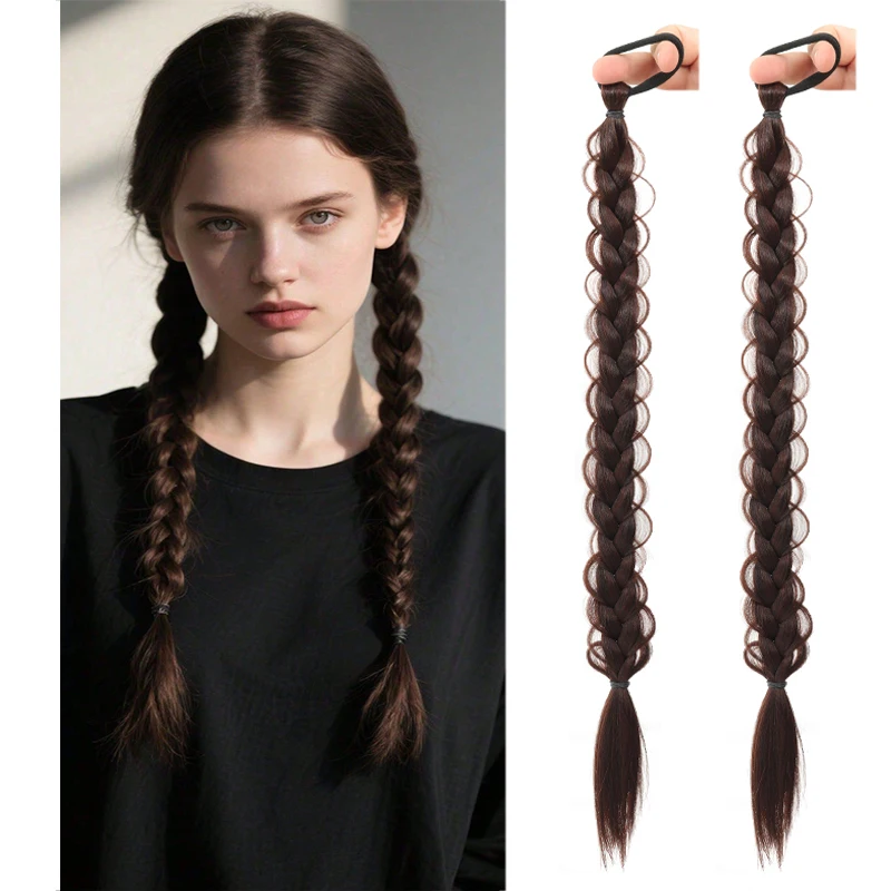 Wig braid female vitality ponytail strap double ponytail wig imitation hair Fried Dough Twists braid new style
