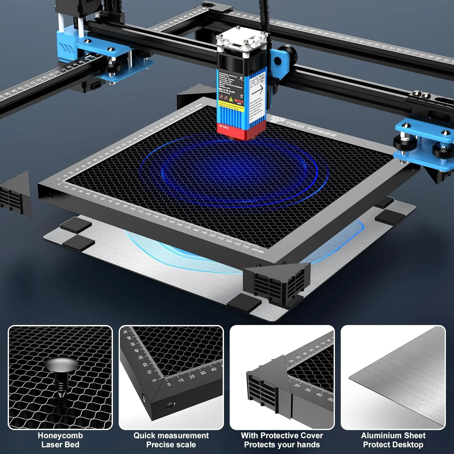 Kasur kerja sarang lebah untuk CO2, mesin pemotong pengukir Laser aluminium TTS55 TS2 400x40 0/300x300mm