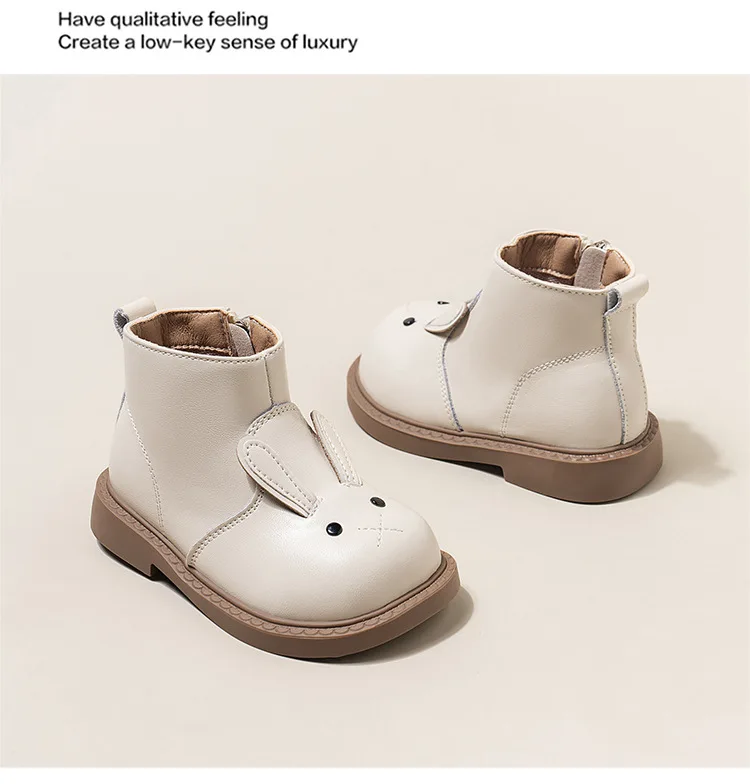 206 Cartoon-Kaninchen-Baby-Stiefeletten für Mädchen im England-Stil, niedliche Hasen-Winterstiefel mit niedrigem Absatz für Kinder und Mädchen – Detail 21