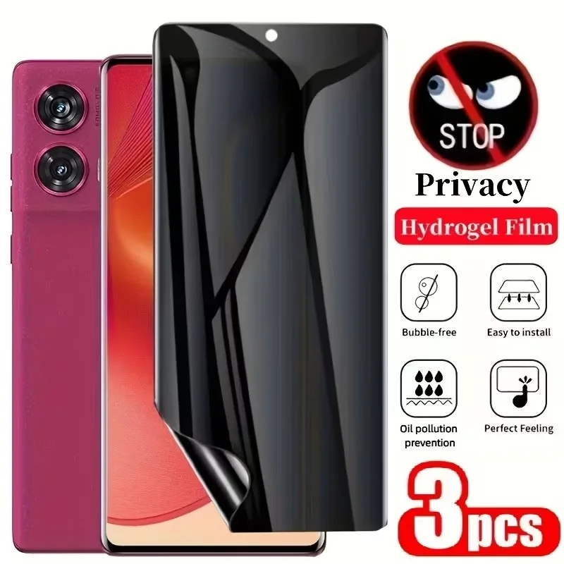 3 Stück Sichtschutzfolie aus Hydrogel für Motorola Edge 70 Fusion+ 60Neo 50Fusion/Pro 2025 ohne Fingerabdruck-Entsperrung