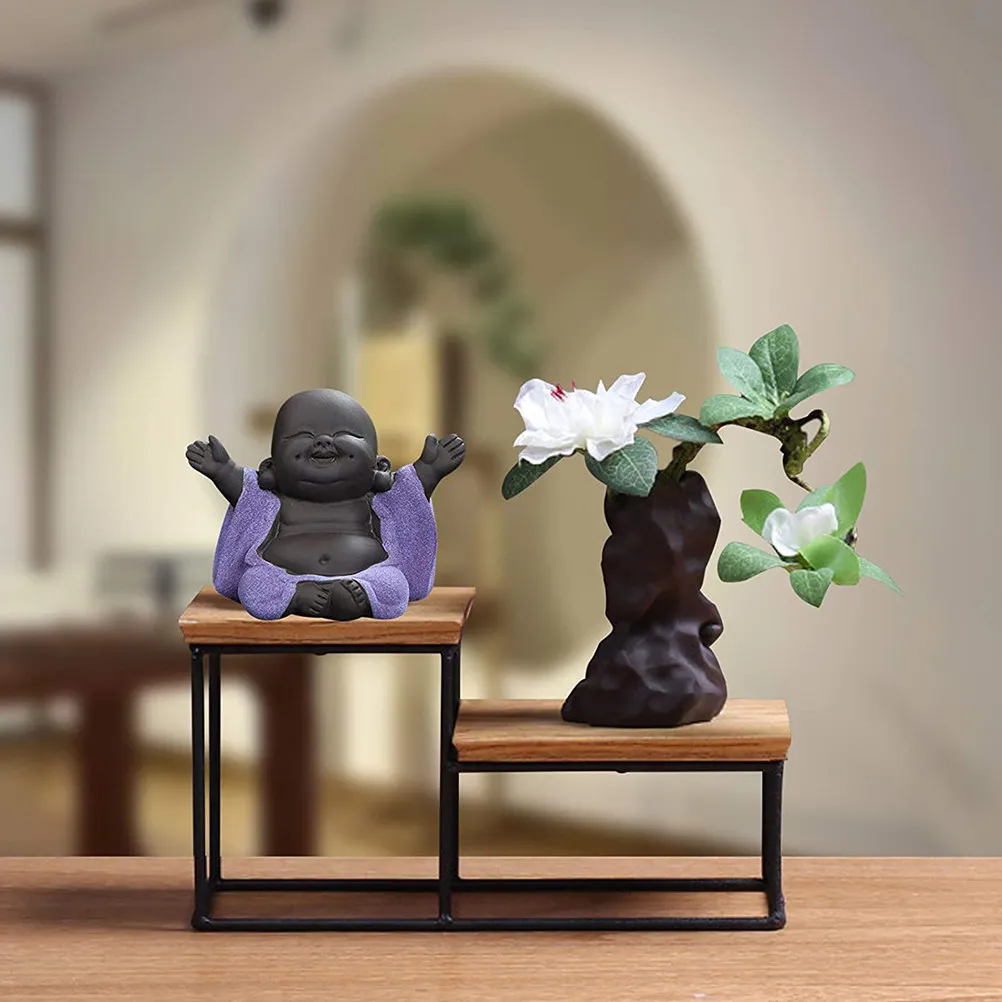 1Pcs Ceramic Zen Monk Tabletop Decoration Vivid Art Ornament Violet Coffee Stress Relief Home Decor Gift