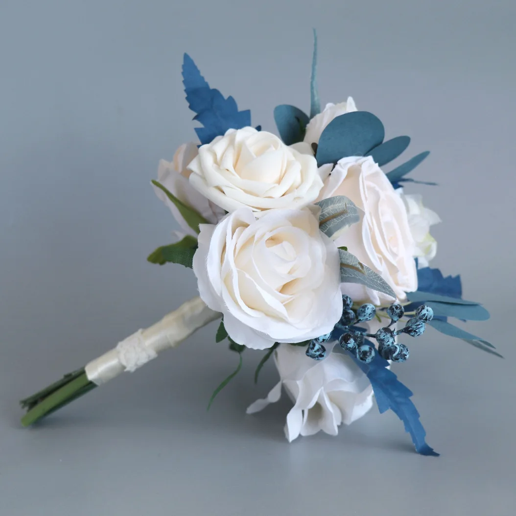 YeeNanee Terracotta Bride Bridesmaid Bouquets 7 inch Artificial Rose Flower Tossing Bouquet for Fall Wedding Ceremony Decor