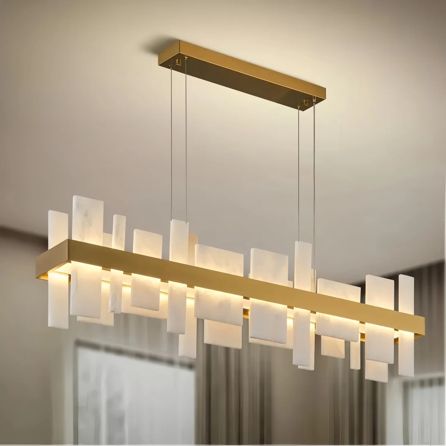 Spanish Marble Pendant Light Dining Table Alabaster Led Ceiling Chandeliers For Kitchen Living Room Bedroom Villa Hanging Lamp - view 3