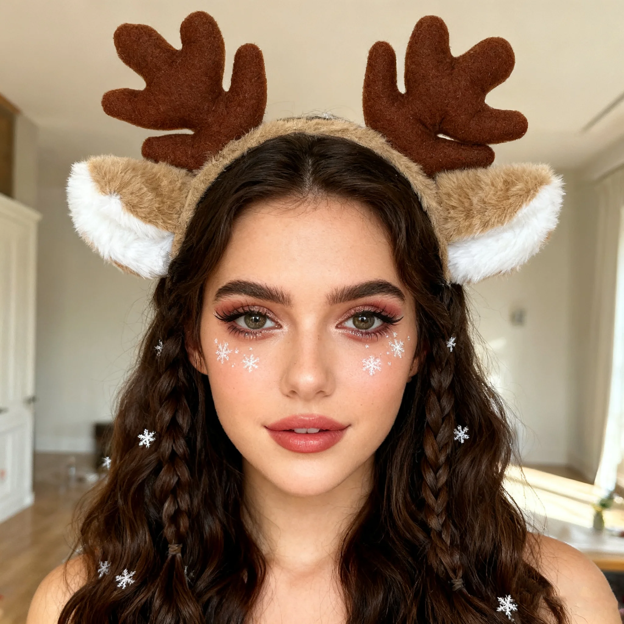 

AWAYTR милая плюшевая повязка на голову с рогами, модная обруч для косплея с ушками оленя, ленты для волос, праздничная вечеринка, рождественские женские аксессуары для волос