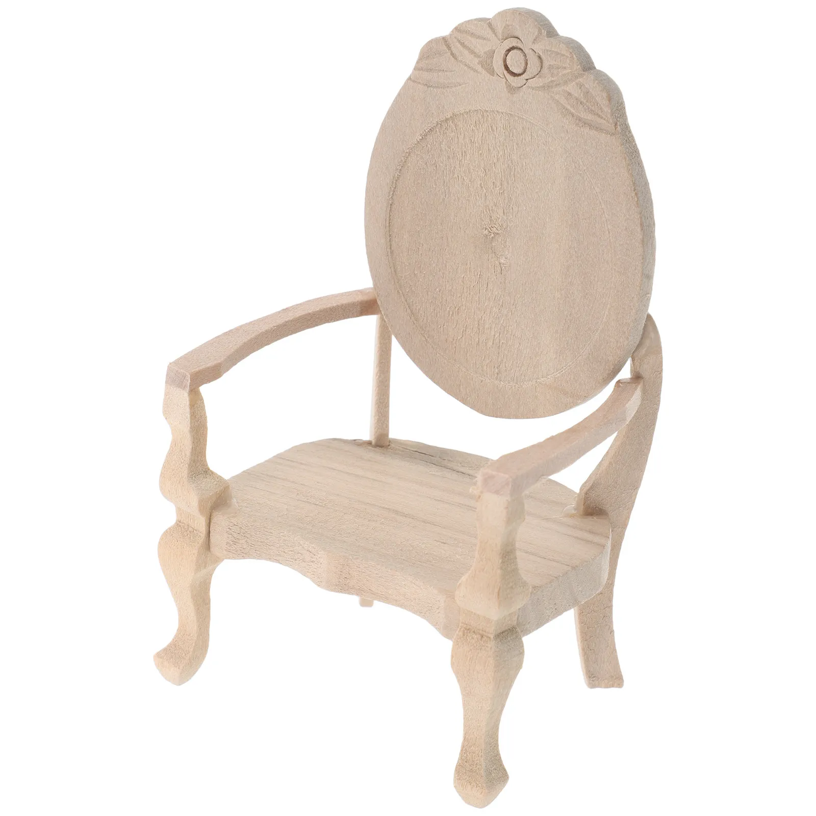 

1:12 Scale Mini Retro Wood Armchair Unfinished Vintage Style Miniature Furniture for Dollhouse Accessories Living Room Bedroom