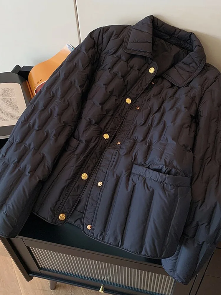 

Ретро-куртка с воротником-стойкой, легкая, из хлопка, женская, зимняя, теплая, стройнящая фигуру, однотонная, элегантный дизайн