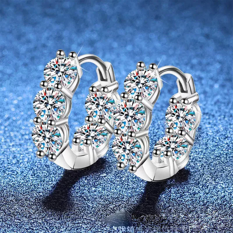 4cttw D Color Moissanite Hoop Earrings 925 Sterling Silver Fine Women Jewelry Iced Diamond Huggie Circle Earrings Pass Tester
