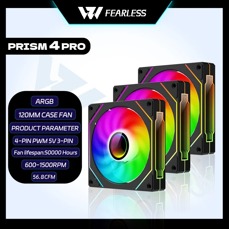 Veebyte PRSIM 4 PRO PC Fans 12cm 5V-3PIN 4PIN ARGB PWM Silent long life Large Air Volume 12V Computer case Cooling Fan 56.8CFM