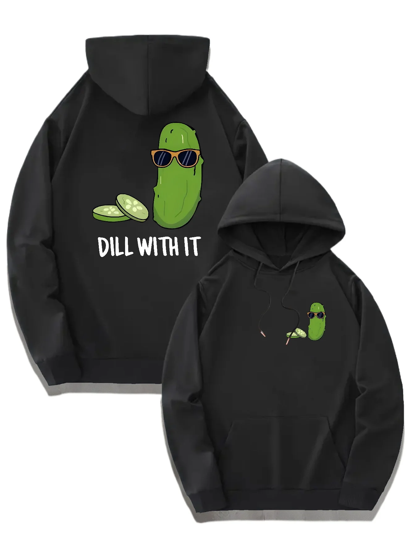 Dill Pickle Graphic Hoodie Graphic Hoodie Stylish Geometric Pattern Design Regular Fit Pullover Autumn Hoodie Sweatshirt