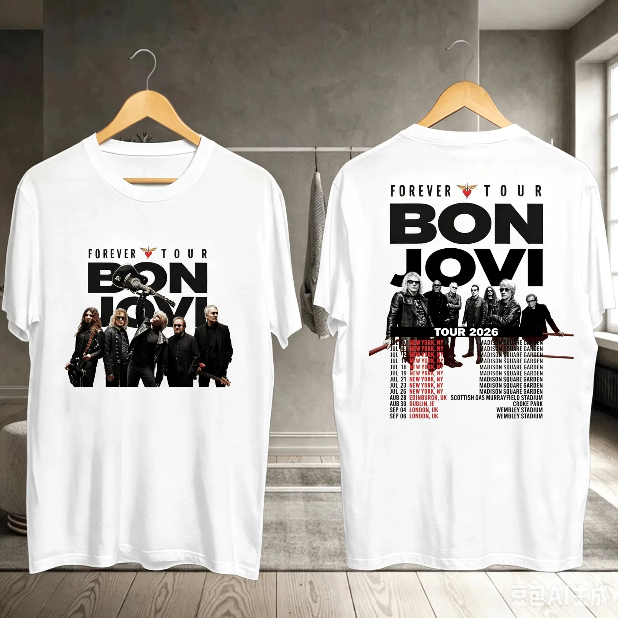 Bon Jovi Together Tour Graphic Tee Unisex Short‑Sleeve Casual Top For Men Women Rock Band Concert Fan Daily Wear