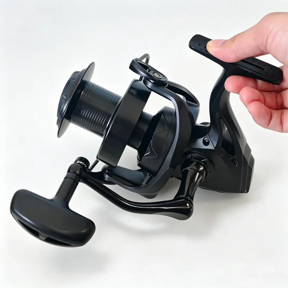 Große Spinnrolle mit leichtem Gehäuse 10000/12000/14000/16000 Übersetzungsverhältnis 4.8:1 Max. Bremskraft 25KG Weitwurf-Bass-Angelrolle – Detail 5