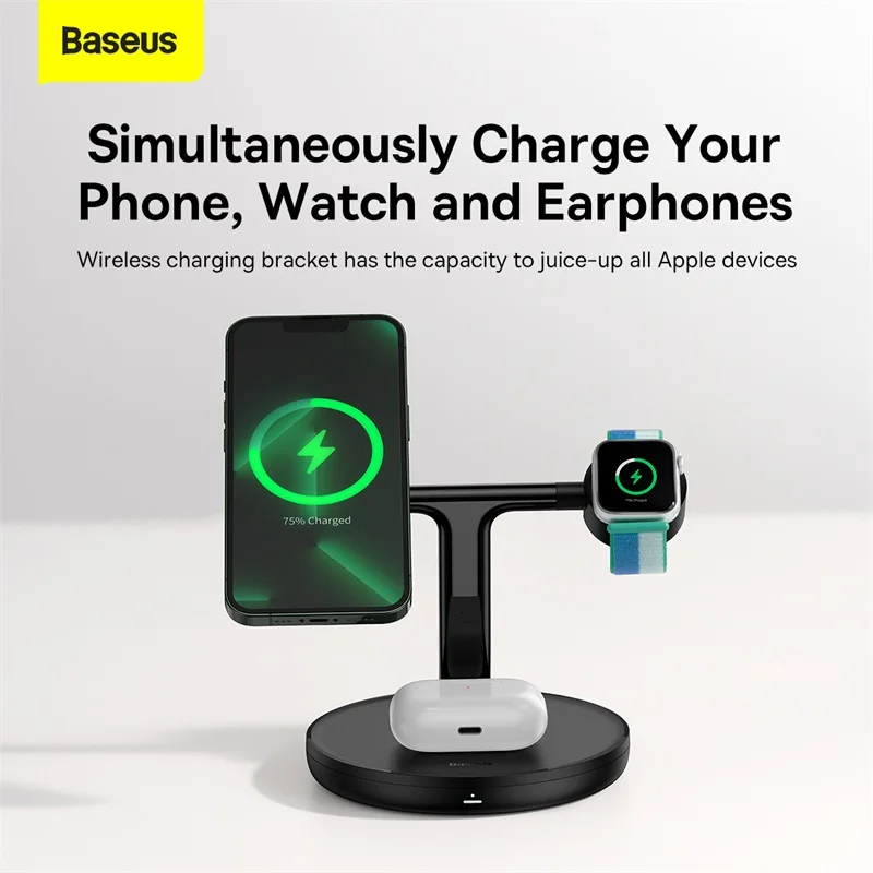 Baseus 20w 3 in 1 magnetischer kabelloser Ladest änder für iPhone 15 14 Pro Airpods Apple Watch Telefon Schnell ladestation Halter