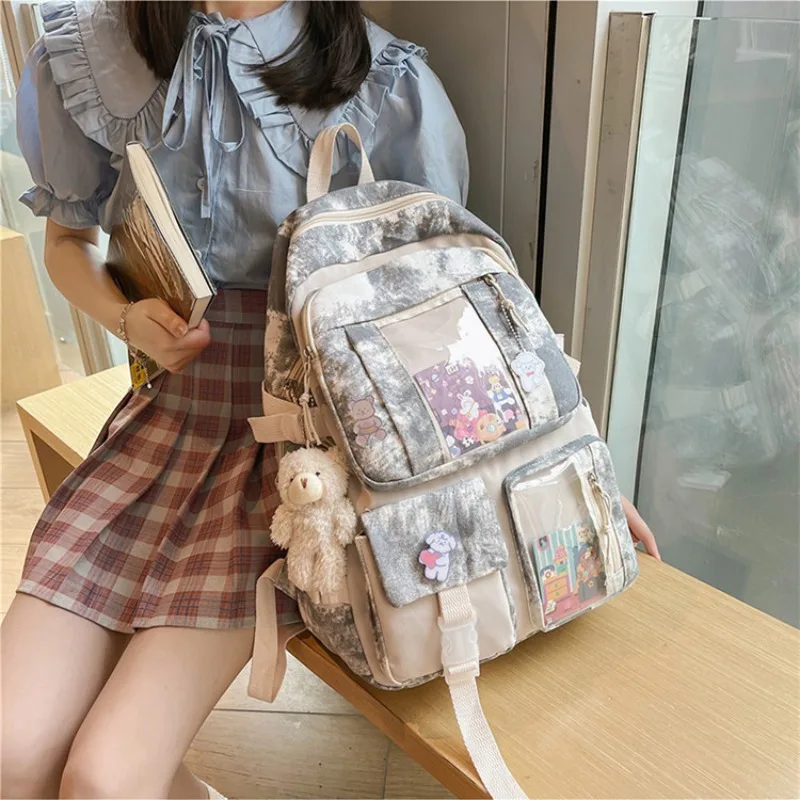 Mochila japonesa de gran capacidad para niña, bolsa teñida para ordenador, bolsa de viaje