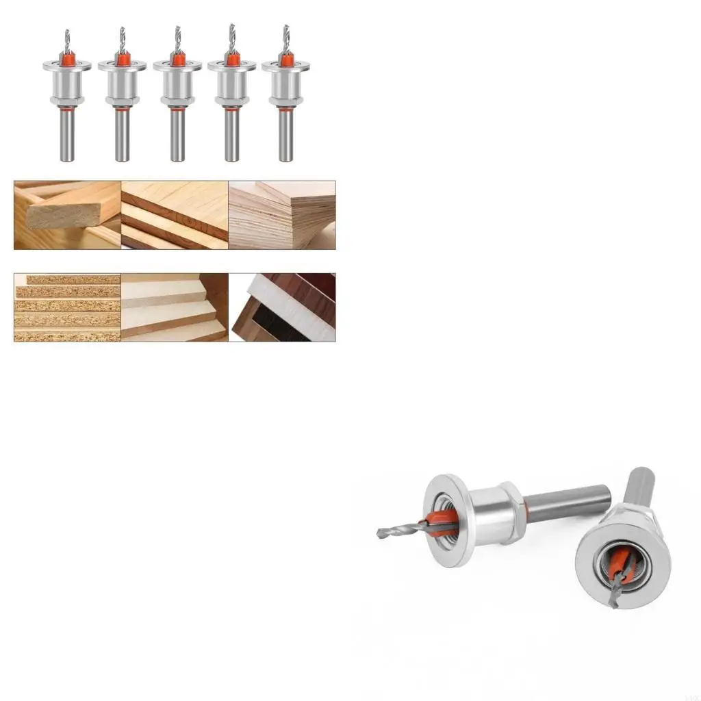 

5 шт. многофункциональное сверло с зенковкой и регулируемой глубиной для установки по дереву с быстрой сменой круглого Y4QC