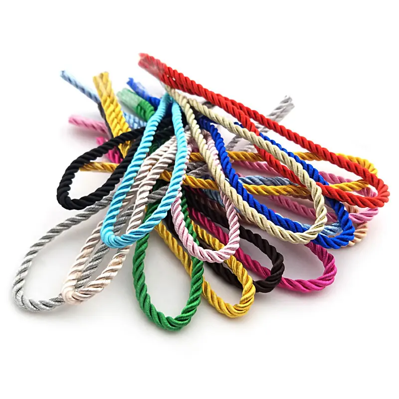 (30125)10 Meters 5mm Satin Polyester Cords Three strands of Rope Silk thread Rope Diy Jewelry Findings Accessories