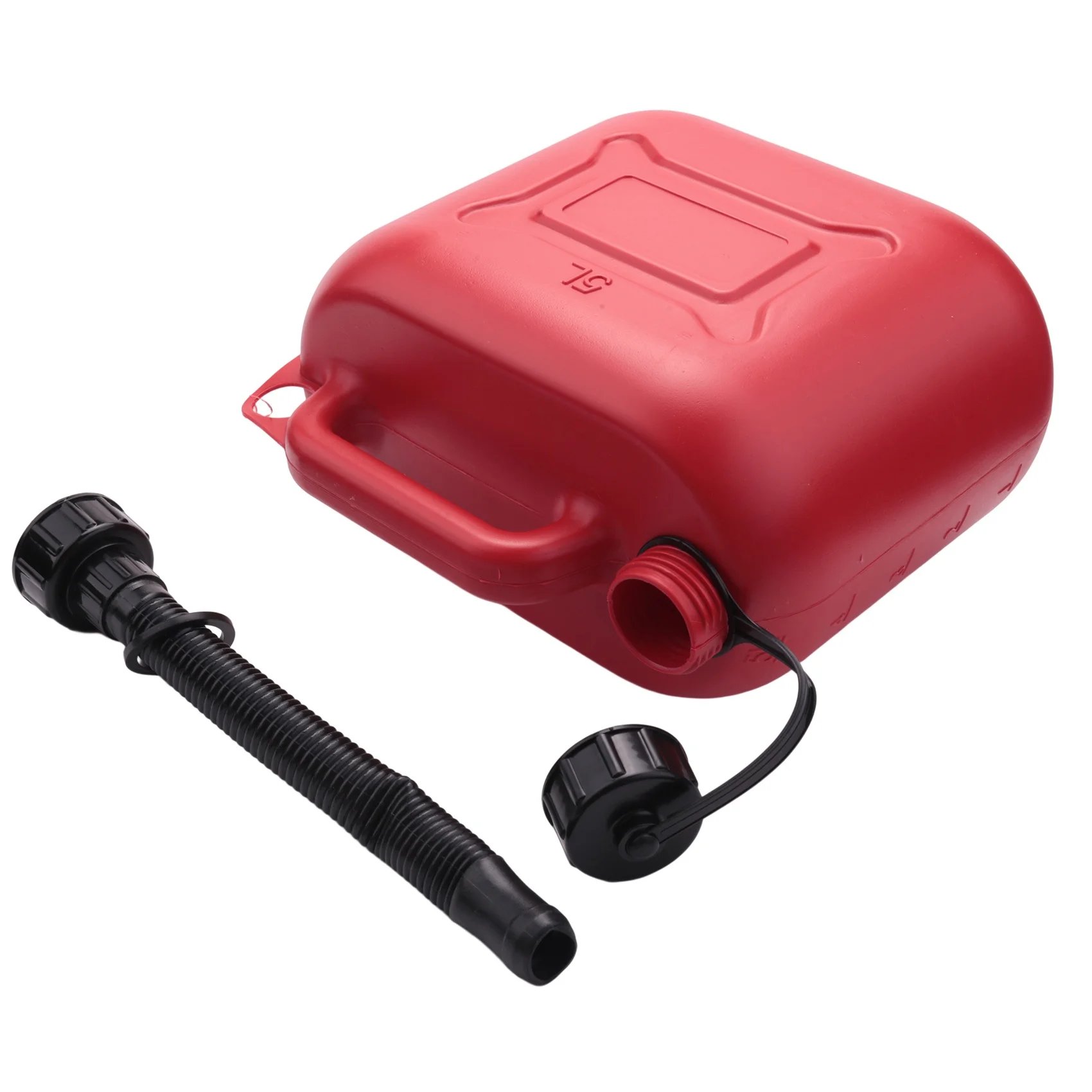 5L Car Fuel Tank Can Spare Plastic Petrol Gas Container Anti-Static Fuel Carrier with Pipe for Car Travel