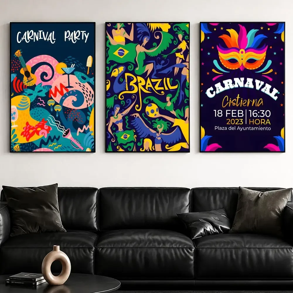 Carnival B-Brazil CarnivalS Poster Self-Adhesive Stylish Art Print Poster Wall Home Decor