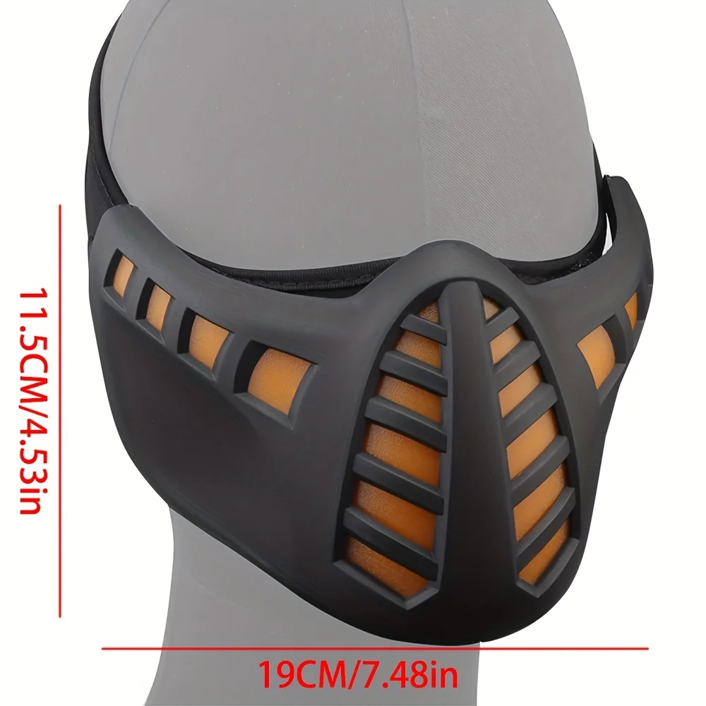 Outdoor Illuminated Tactics Mask Mechanical Sci-fi Gear Cool Cosplay Halloween Mask, Airsoft Paintball Half Face Protection Mask