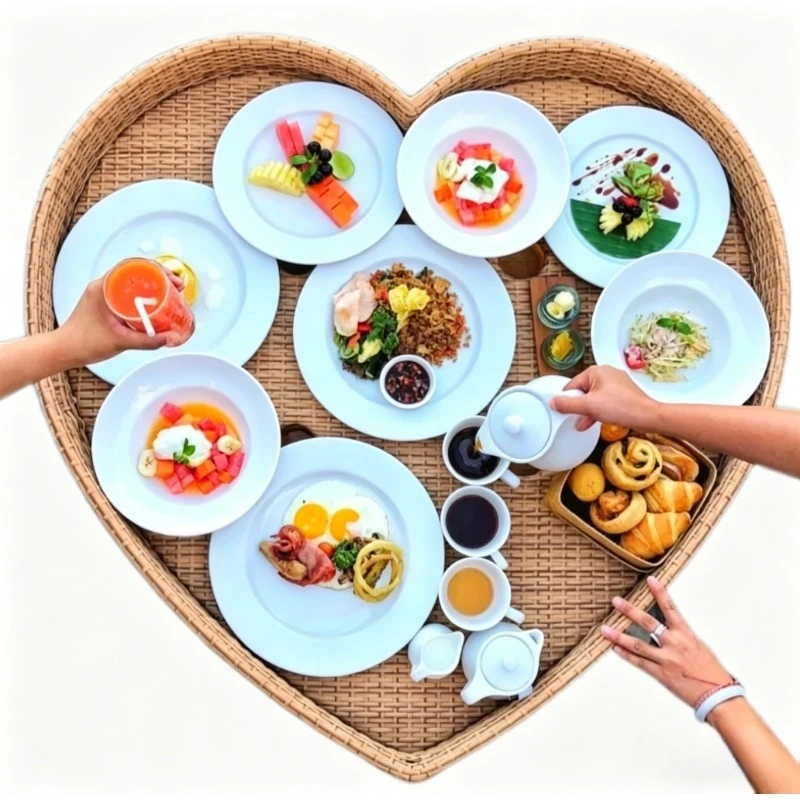 Swimming Pool Floating Breakfast Tray Water Vine Weaving Basket Wedding Photography Props Tray Decoration Internet Celebrity
