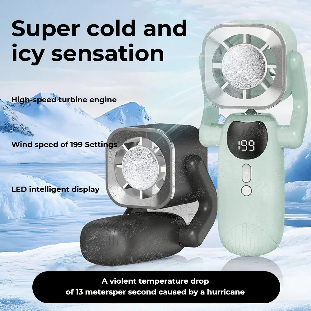 

Ручной портативный охлаждающий вентилятор, 199-скоростной светодиодный складной вентилятор на шею, 4000 мАч, сверхдолгий срок службы, подходит для кемпинга и пешего туризма, кулер