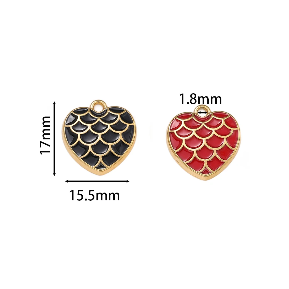 2Piece/Pack Colorful Stainless Steel Enamel Heart Shape Charms Pendants for Necklace Bracelets Jewelry Making Accessories