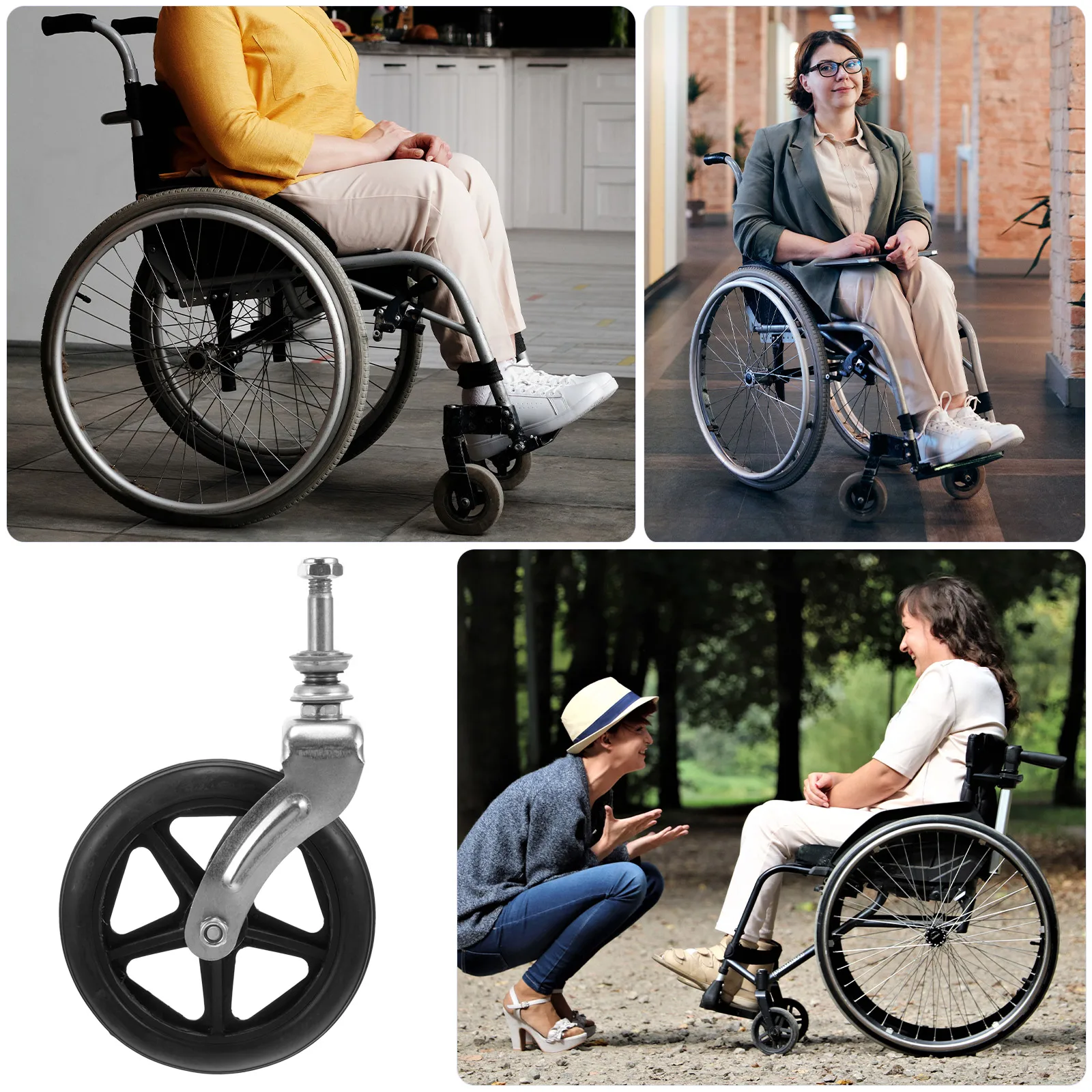 

1Set Wheelchair Front Fork Bearing Wheel Replacement Front Wheelchair Wheels Bracket Walker Wheels Replacement Smooth Rotation