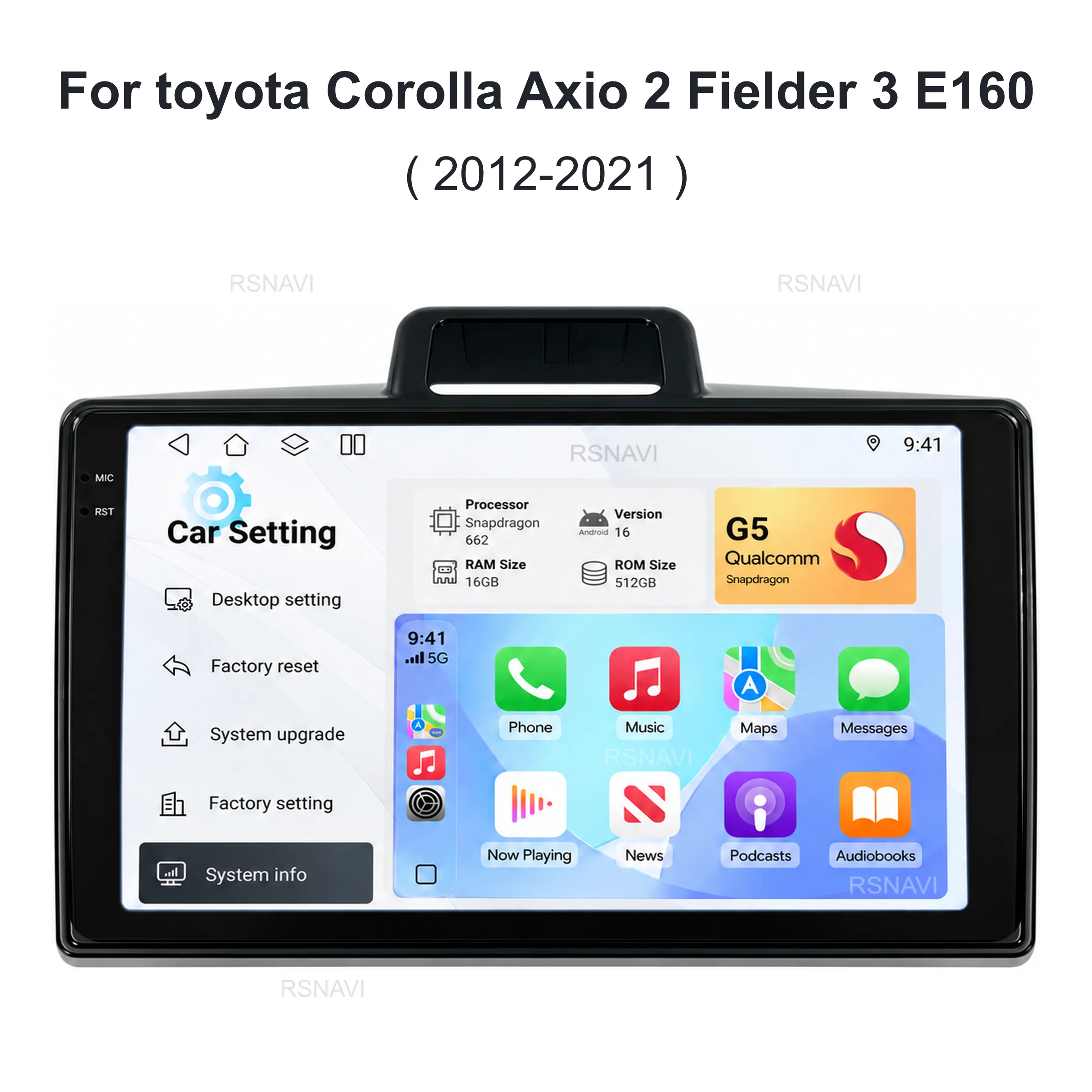 Qualcomm Android 16 For Toyota Corolla Axio 2 Fielder 3 E160 2012-2021 Stereo Car Radio Multimedia Video BT GPS 4G CarPlay Auto