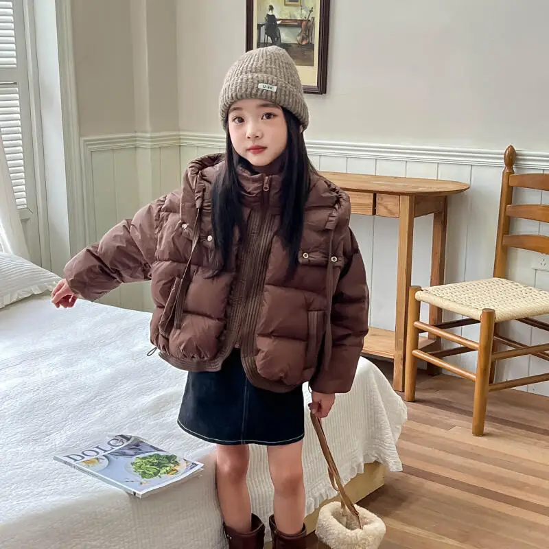 

Детская хлопковая одежда, бархатная осенне-зимняя новая кавайная детская одежда, толстовки с капюшоном для мальчиков и девочек, короткое утолщенное сохраняющее тепло