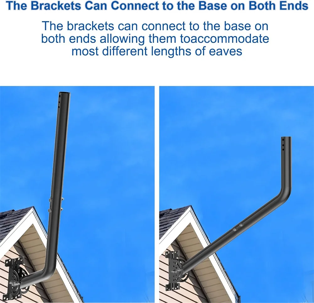 Universal Adjustable TV Antenna Pole Mount,J-Mount Solid Mast(1.38''x24''Rod)for Long Wall,Roof,Heavy Duty Pivot Install Bracket
